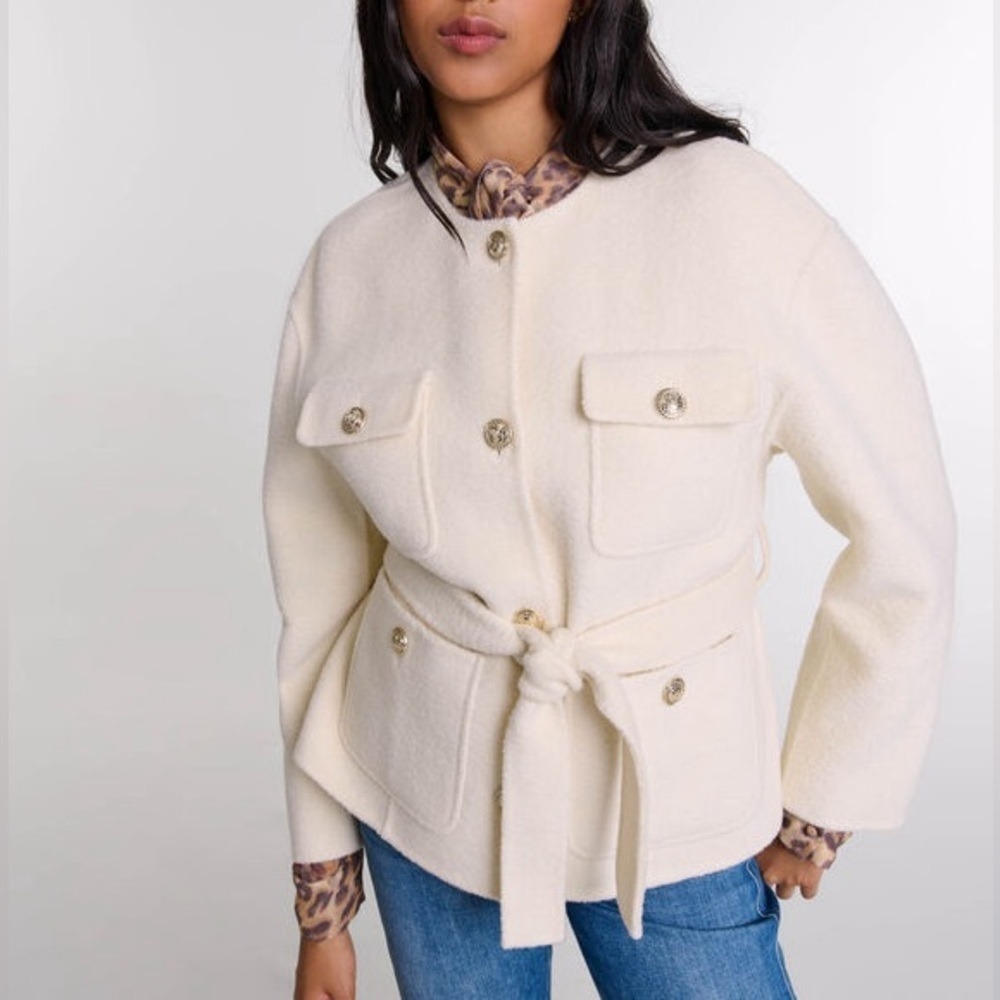 NWT Joie Cream Button Down Coat sz L